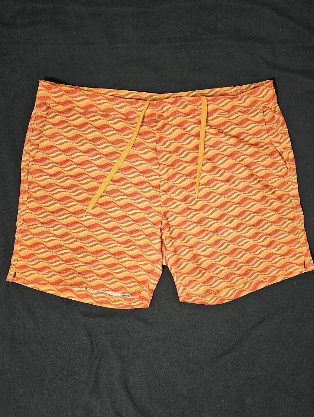 Fair Harbor Orange Retro Wave Print Swim Trunks Shorts Size 33 Sustainable Beach